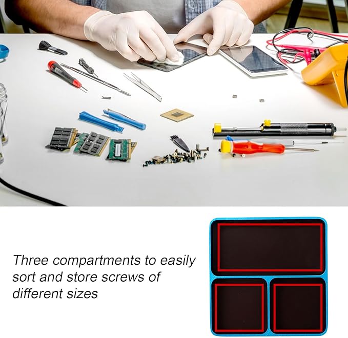 Magnetic Parts Tray, Magnetic Electronic Repair Screws and Parts Organizer Magnet Tool Tray Holder Ideal Screws Sockets Bolts Pins Small Parts Organization Supply(Sky Blue)