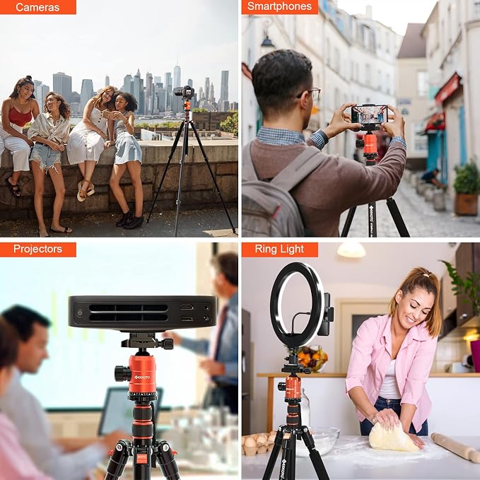 GEEKOTO 77'' Aluminum Camera Stand & Monopod, Foldable Travel Gear