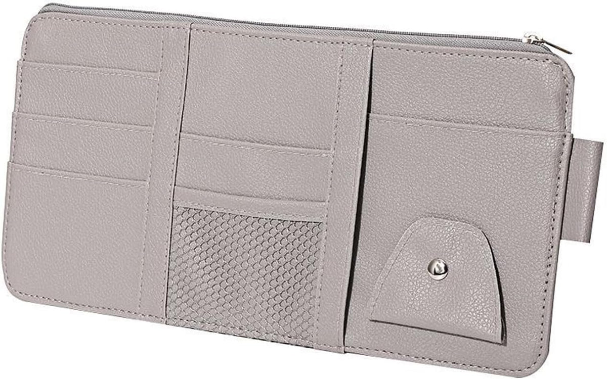 Car Sun Visor Multi-Pocket Organizer — Black (Universal Car/SUV/Truck Storage Pouch)