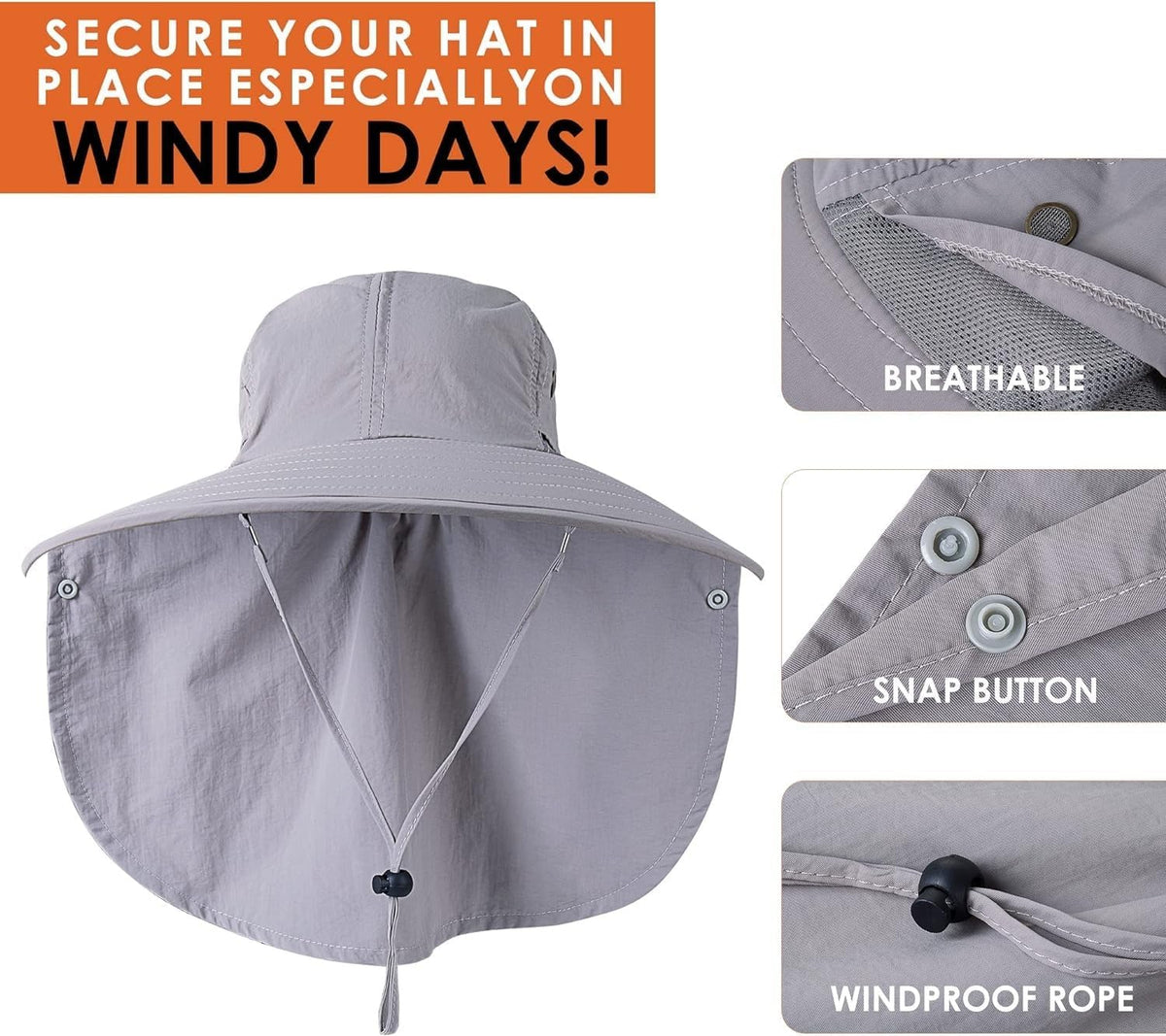 Skiennix Fishing Hat - UPF 50+ Wide Brim Sun Protection with Face Cover & Neck Flap