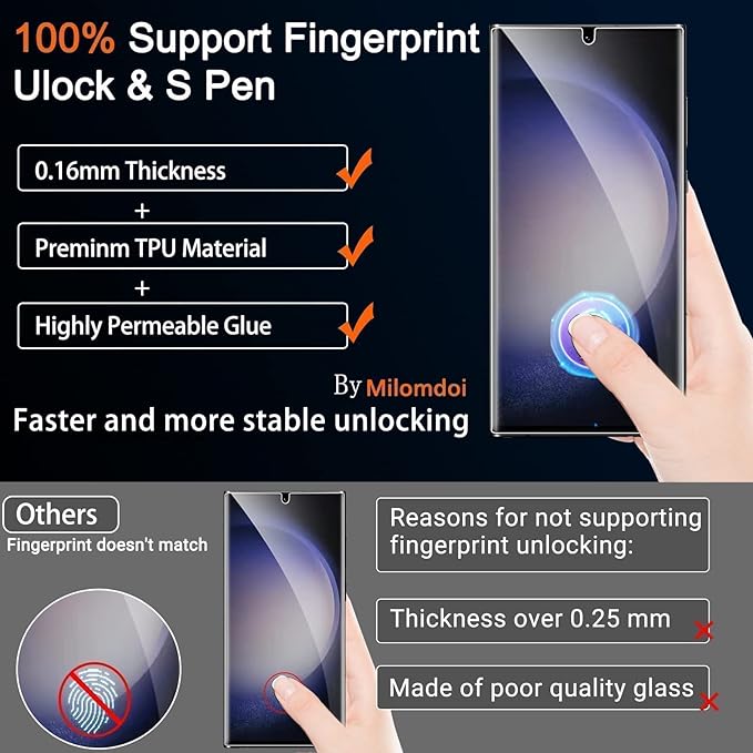Milomdoi for Samsung Galaxy S23 Ultra Screen Protector Accessories 3 Pack TPU
