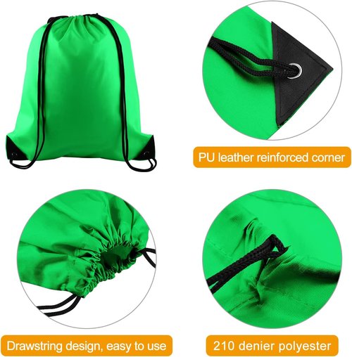 KUUQA Green Drawstring Backpacks - 100Pcs Bulk Gym & Travel Bags for Easy Carrying