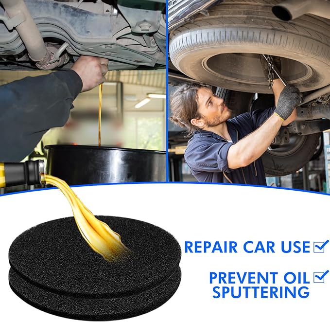 6Pcs Oil Drain Splash pad,Applicable to Oil pan for Oil Change, Oil drip pan, Oil Drain, for Automotive Repair and Technicians Oil Change pan Oil Mat ，Splatter Pad, Round Black 15 Inches