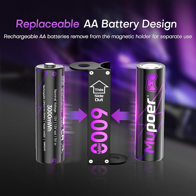 Rechargeable AA Batteries Lithium 16x3000mWh, Xbox Controller Battery Pack