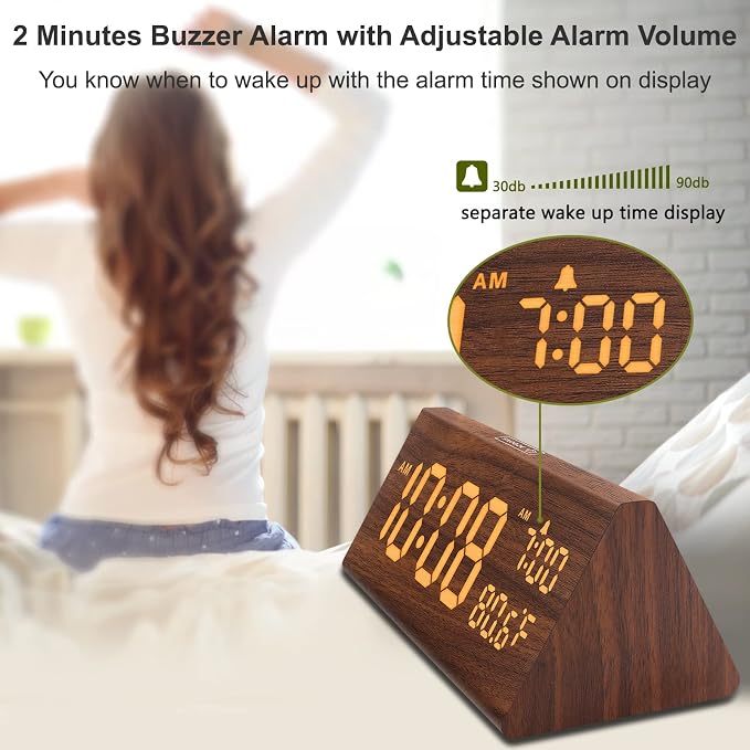 DreamSky Wooden Digital Alarm Clock