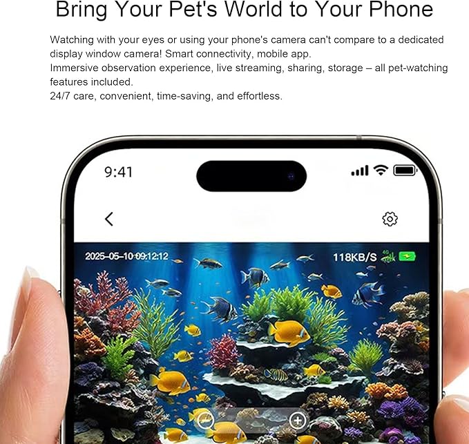 Zopsc WiFi Fish Tank Camera, 2K HD Aquarium Terrarium Camera with 140 Wide Angle, Anti Lens, AI Motion Detection, for Reptile Terrarium Aquarium