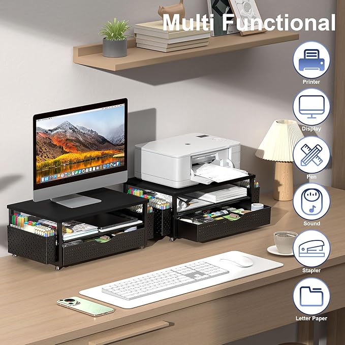 Spacrea Desk Organizer and Accessories, Computer Monitor Stand Riser