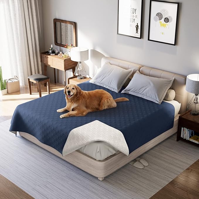 Waterproof Dog Bed Covers for Couch Protection, Water-Resistant Soft Dog Pet Blanket Anti-Slip Dog Blanket for Bed, for Furniture Bed Couch Sofa (Navy Blue,40x50inch)