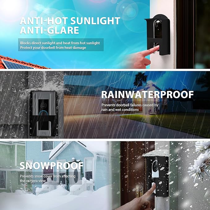 Metal Doorbell Cover Weatherproof, Doorbell Rain Cover, Anti Glare Doorbell
