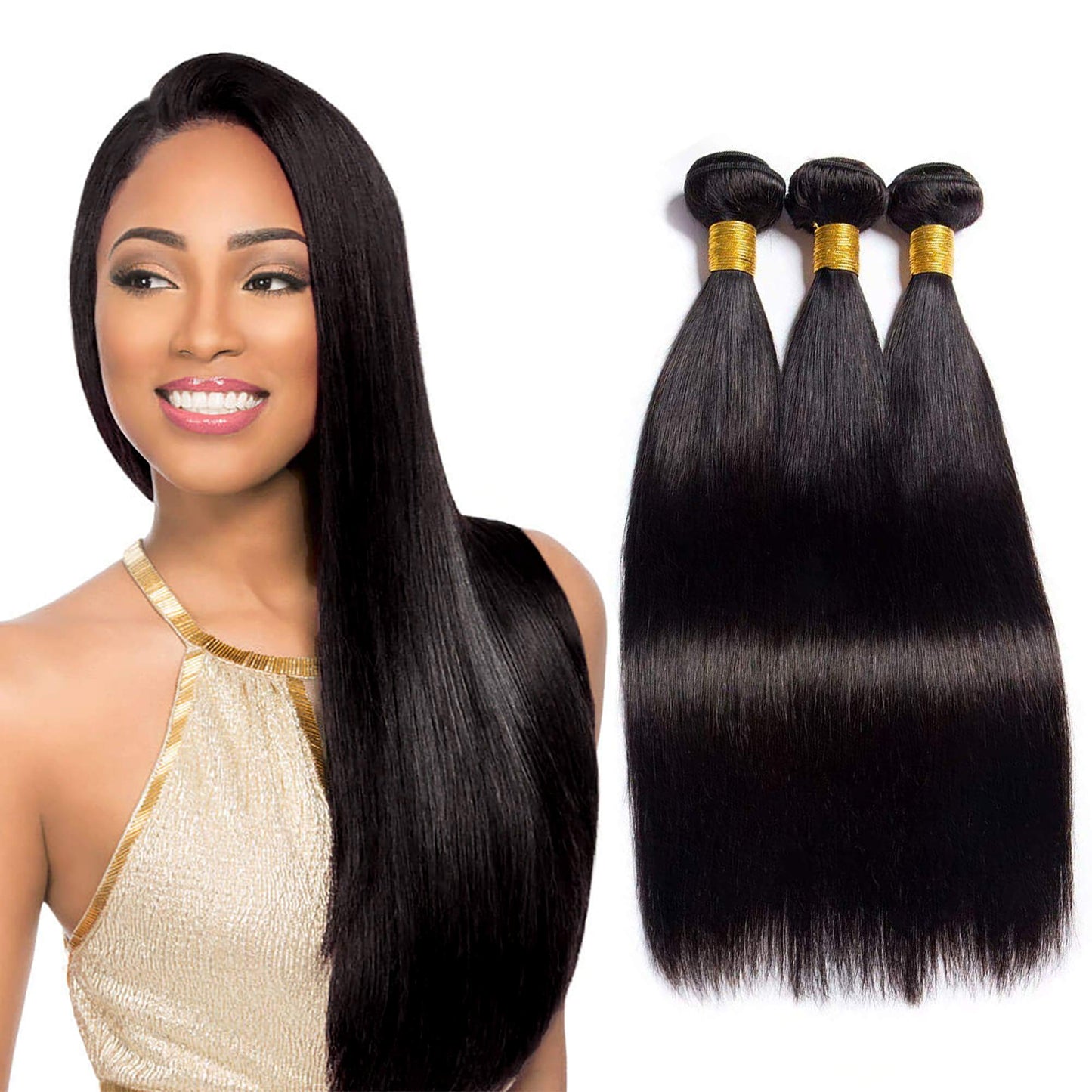 Rebasar Brazilian Straight Human Hair 3 Bundles (26 26 26 Inch) Weave 100% Unprocessed Virgin Weave Hair Human Bundles For Ameri