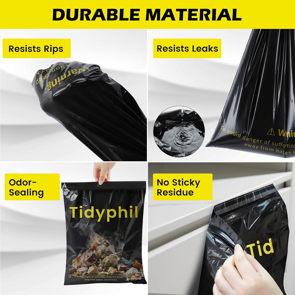 50 PCS Disposable Car Trash Bags Hanging, Leak-proof, Odor Seal. 2 Gallon Car Garbage Bags, Big Capacity. Independent of Car Trash Can, Easy Stick-On Car trash Bin for Car, SUV, Truck, Stroller. Black
