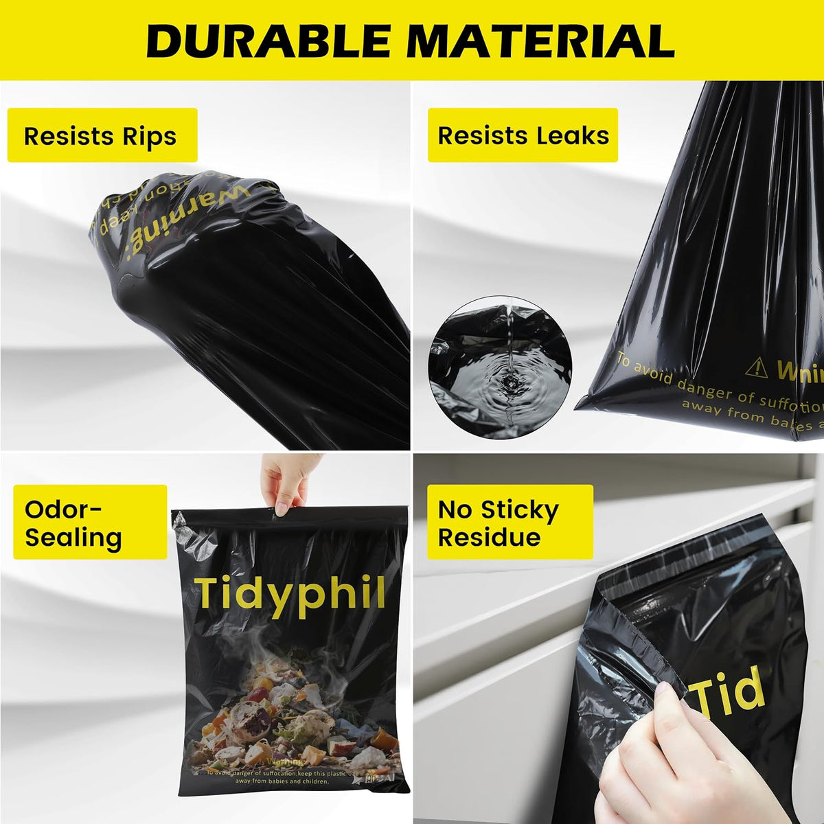 150 PCS Disposable Car Trash Bags Hanging, Leak-proof, Odor Seal. 2 Gallon Car Garbage Bags, Big Capacity. Independent of Car Trash Can, Easy Stick-On Car trash Bin for Car, SUV, Truck, Stroller.Black