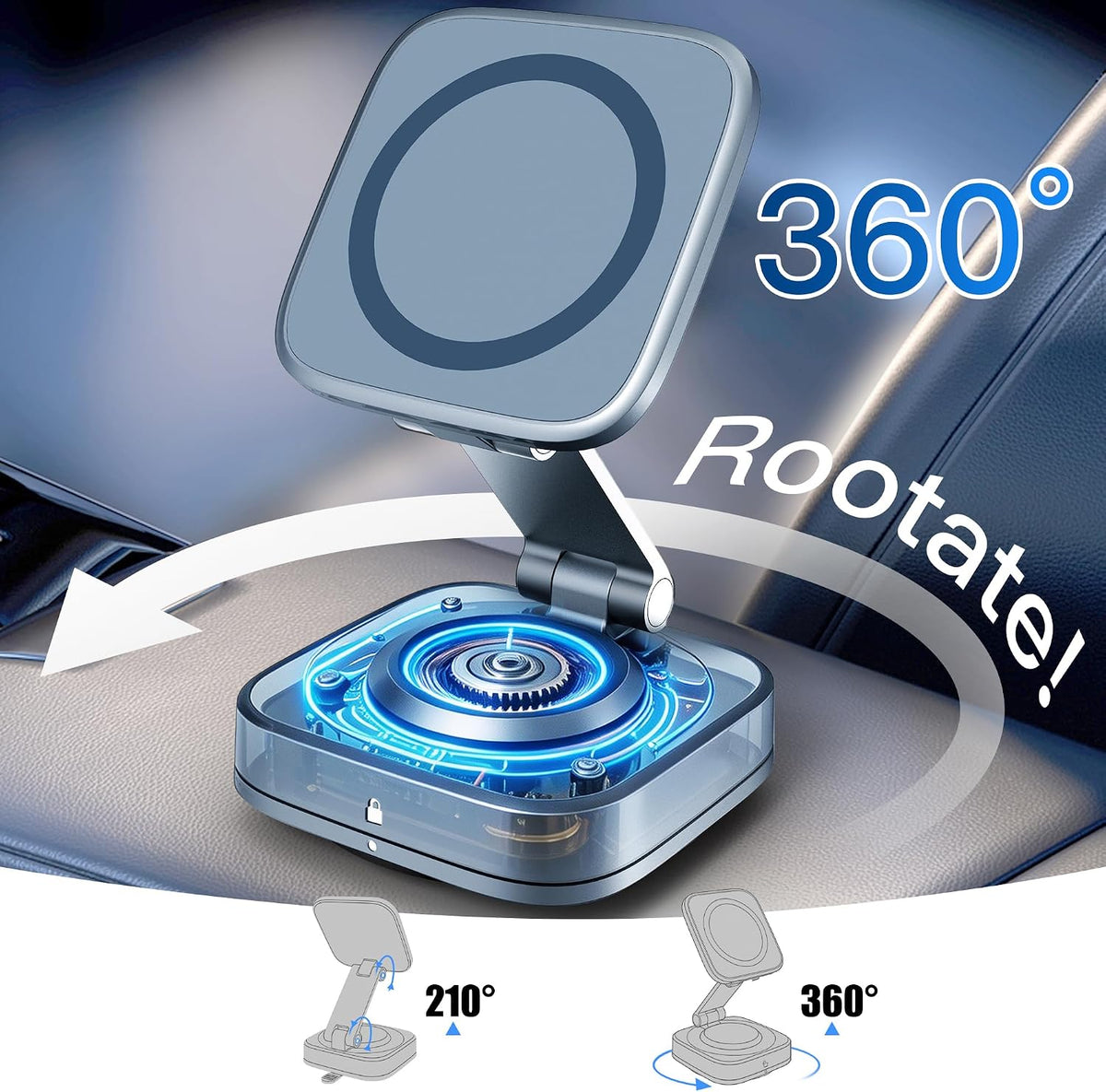 Car Phone Holder for Magsafe Car Mount [1 Replaced Suction Pad]