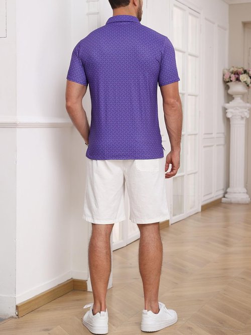 Lexiart Men's Golf Shirt - Slim Fit, Quick-Dry Performance Polo with Pocket | Stylish Print Patterns