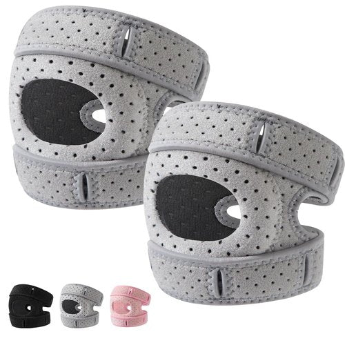 2PCS Knee Brace for Women and Men ,Knee Brace With Gel Padding，patellar stabilizing knee brace,Pain Relief Adjustable Patellar Tendon Support Sleeves Brace Knee Joint Strap for Arthritis,Running,Injury Recover(Grey)