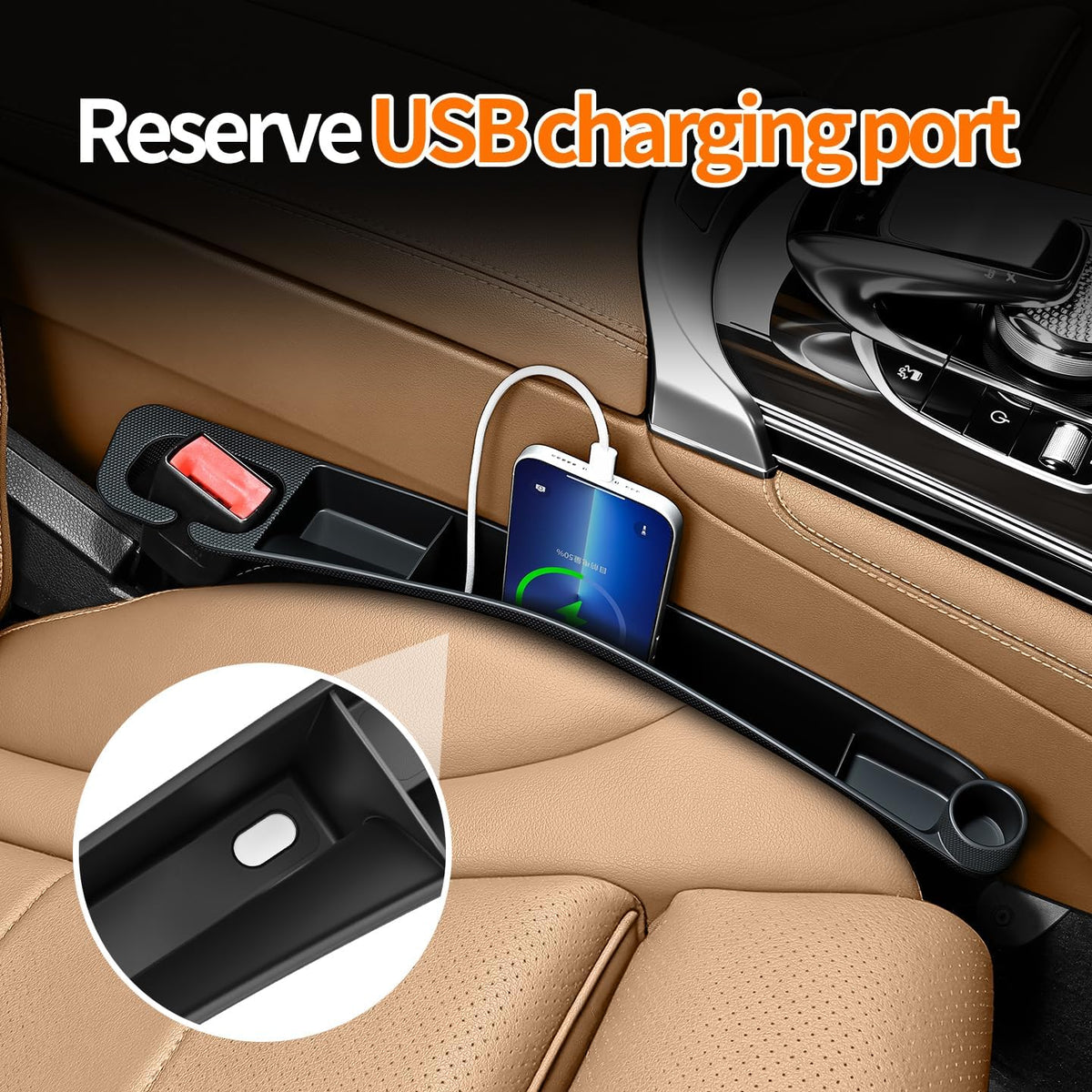 2PCS Car Seat Gap Filler, Universal Fit Automotive Seat Organizer ，Black
