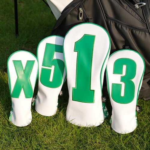 Craftsman Golf Lucky Clover Patterns with Large Green No. Funny Driver 3 5 Fairway Wood Hybrid Headcover Cover Protector Travel Case