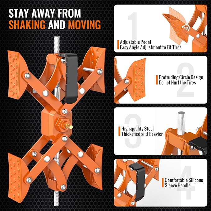 X-Shaped Wheel Chocks for Travel Trailer【Allow Drill Adjust】 RV Stabilizers X chocks Camper Wheel Chock for Travel Trailers RV Accessories Wrench Adjustable 3"-11.5" （2 PCS） Orange