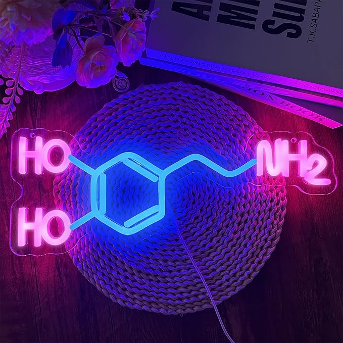 Dopamine Molecule Neon Sign Dimmable LED Light Up Wall Decor Science Chemistry