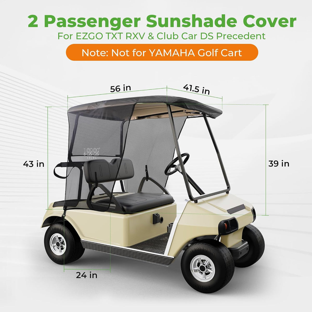 10L0L 2 Passenger Golf Cart Sun Shade Cover for EZGO TXT RXV & Club Car DS Precedent Tempo - Foldable UV Protection Cover Heat Blocking Design, Black