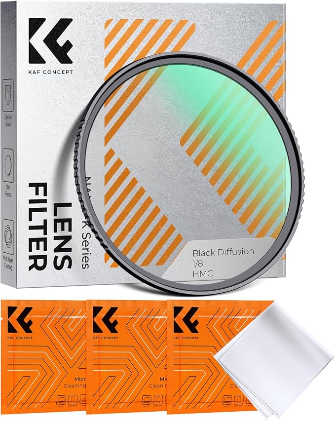 K&F CONCEPT 46mm Black Diffusion 1/8 Filter, Mist Dreamy Cinematic Effect Filter