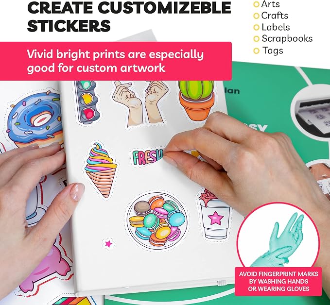 Sticker Paper for Inkjet Printer -, 8.5 x 11" Letter Size, Glossy White Vinyl