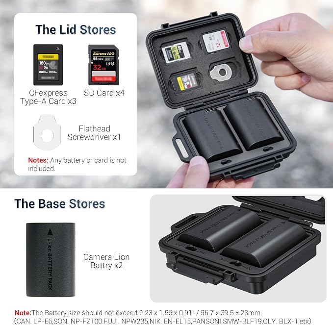 JJC Portable Camera Battery Memory Card Storage Case