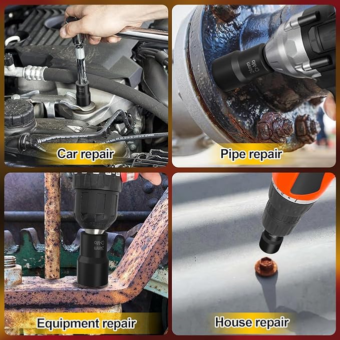 Eapele Bolt Extractor Set, 10 Piece Lug Nut Remover Socket Tool, 1/2" Drive Impact Wheel Lock Removal Kit for Removing Damaged, Frozen, Rusted, Rounded-Off Bolts, Lug Nuts & Screws