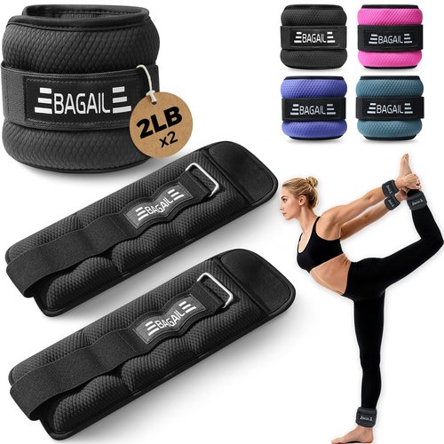 BAGAIL Ankle Wrist Weights for Women & Men, One Pair of 1/2/4/6/8/10 LBS Wearable Leg Arm Weights with Sleek Design & Secure Fit for Walking, Running, Pilates, Home Fitness & Physical Therapy - 4lb, Black