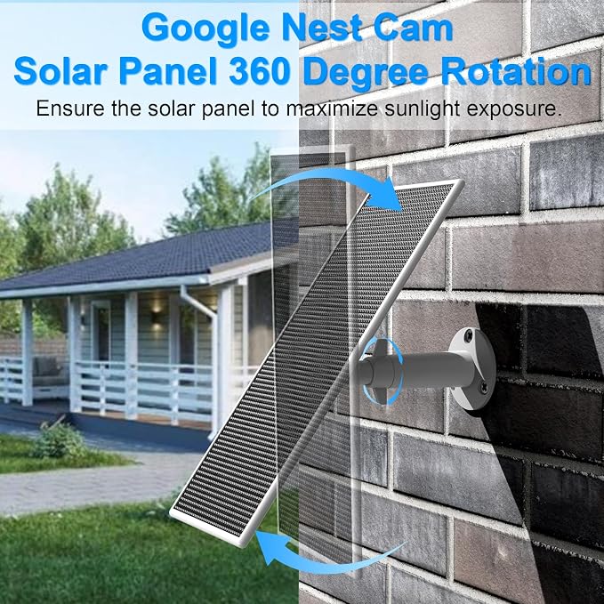 Solar Panel for Google Nest Camera Outdoor or Indoor, 5V 5W Solar Power Charger