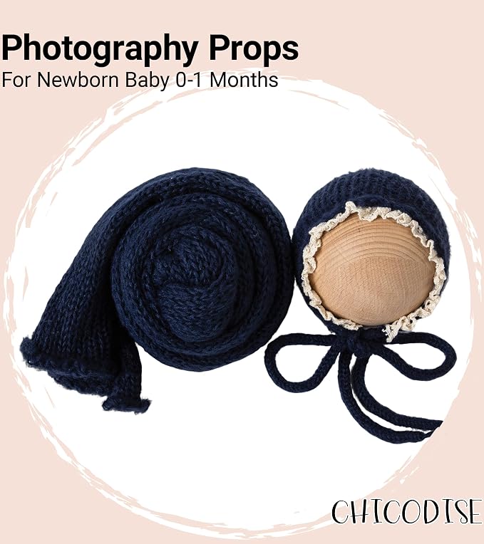 Newborn Photography Props Wraps & Ruffle Edge Bonnet