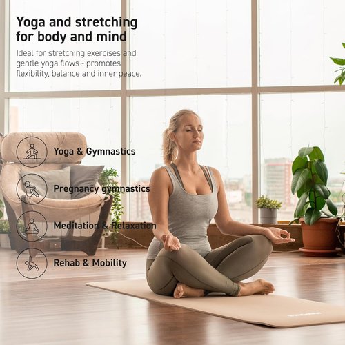 MSPORTS Yoga Mat - Premium Non-Slip Thick Exercise Mat for Home Workouts | Cushioned NBR Foam, Includes Strap