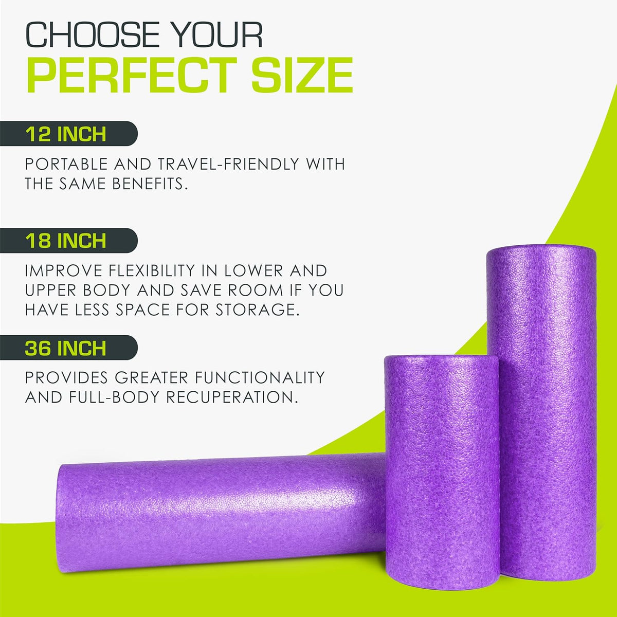 ProsourceFit High Density Foam Roller - 36 Inches Long | Firm Athletic Massage Tool for Back Stretching & Recovery, Purple