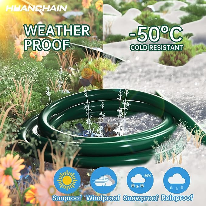 HUANCHAIN Indoor Outdoor Green Extension Cord 200 ft Waterproof, 16/3 Gauge Flexible Cold-Resistant Appliance Extension Cord Outside, 10A 1250W 16AWG SJTW, 3 Prong Electric Cable, ETL