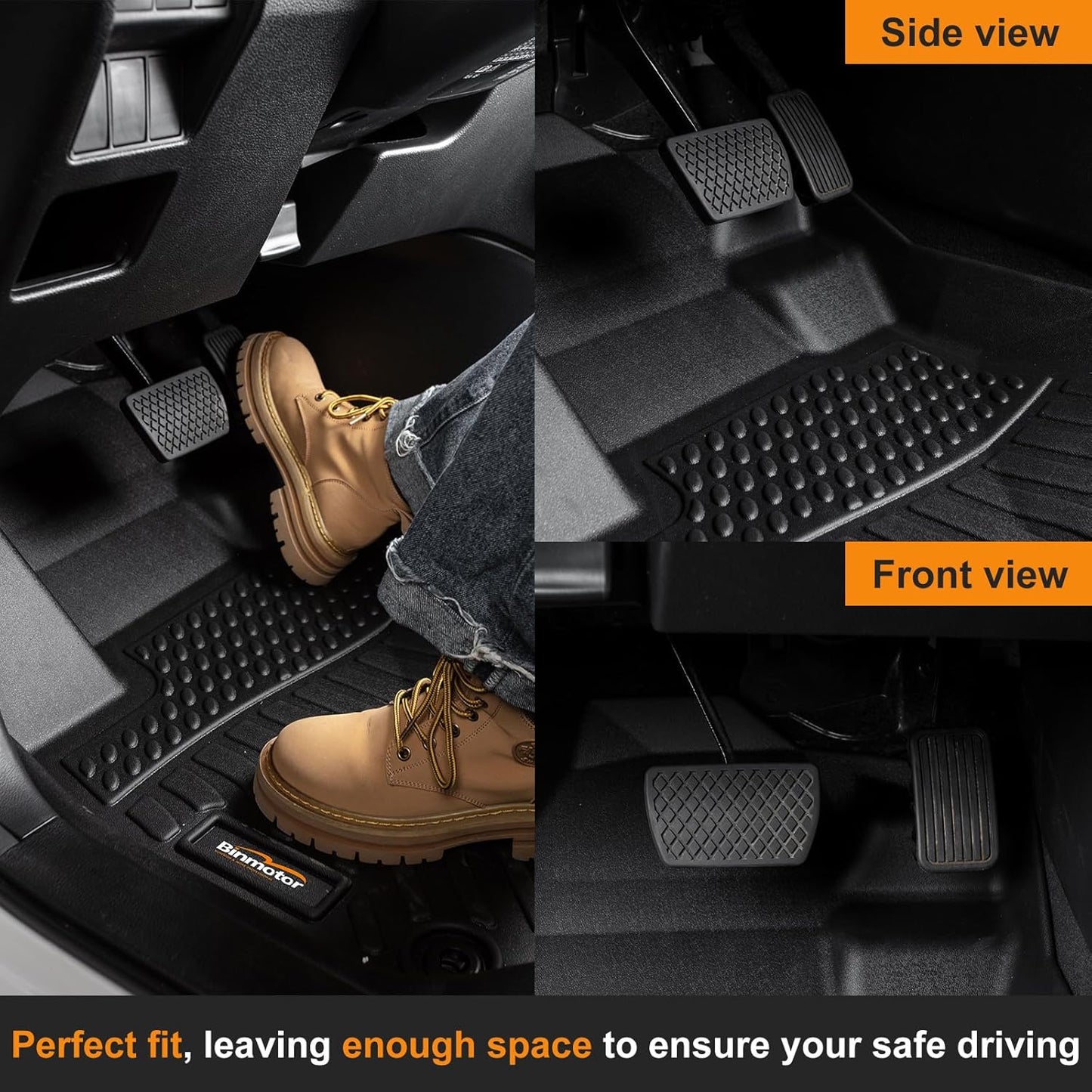 Binmotor-Floor Mats for Ford Fusion (2013-2016) 丨for Lincoln MKZ (2013-2016), Front & 2nd Row, TPE All Weather Car Mats for Ford Fusion Accessories for Lincoln MKZ Car Floor Mat