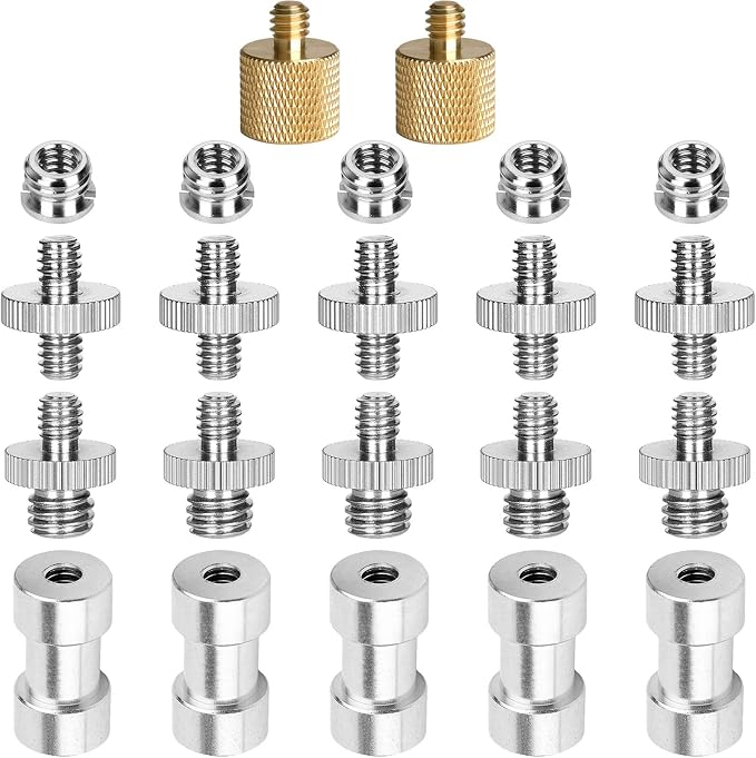 22Pack ChromLives Camera Screw Adapter 1/4 to 1/4 Screw to 3/8 Tripod Adapters