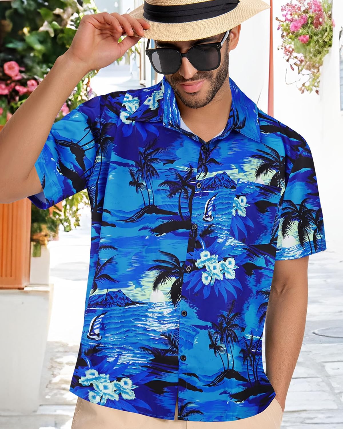 Skiennix Men's Hawaiian Shirt - Short Sleeve Casual Beach Top with Pocket | Summer 2026 Collection
