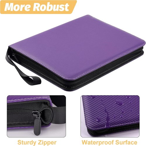GERMUN 9 Pocket Card Binder - Premium Zip Trading Card Album for MTG, TCG & Sports Cards | Purple, 720 Double-Sided Pockets