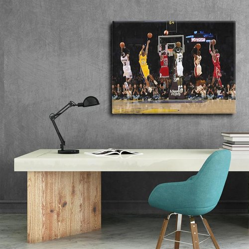 Basketball Legends Canvas Wall Art - Iconic Sports Stars Motivational Decor | Framed 11x14 Inch