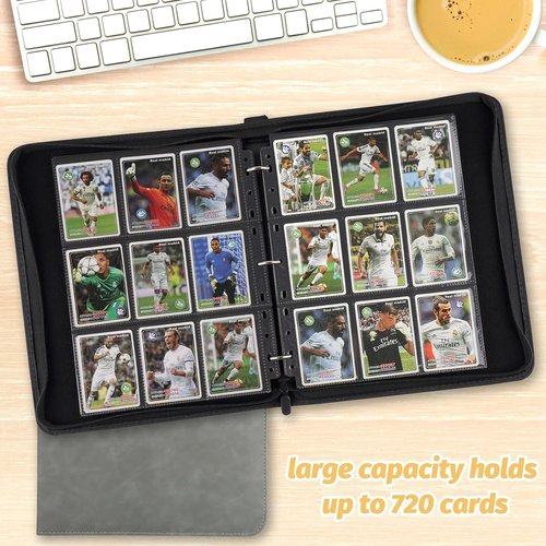 GERMUN 9 Pocket Card Binder - Premium Zip Trading Card Album for MTG, TCG & Sports Cards | Grey Color, 720 Double-Sided Pockets
