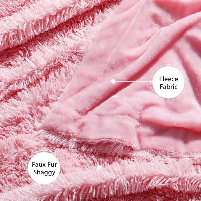 Tuddrom Decorative Extra Soft Faux Fur Blanket Twin Size 70" x 78", Solid