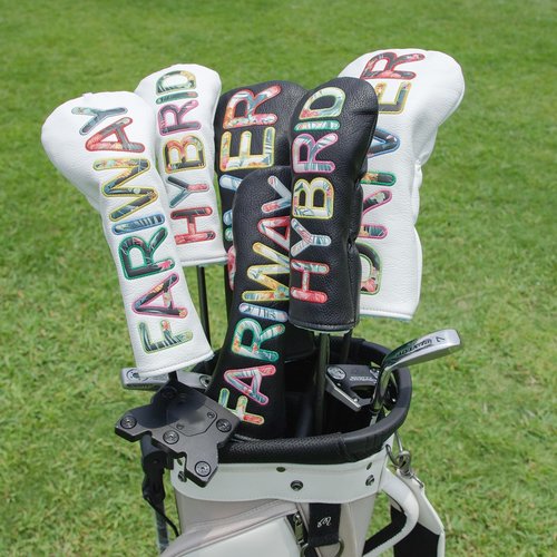 Golf Club Head Covers White for Driver, Fairway Hybrid Woods - 4 Options - Synthetic Leather Driver Headcover, Fairway Wood Head Cover, Golf Hybrid Head Cover (3pcs(D,F,H))