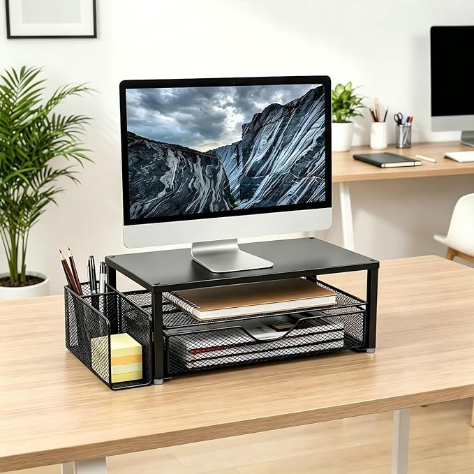 Spacrea Desk Organizer and Accessories, Computer Monitor Stand Riser