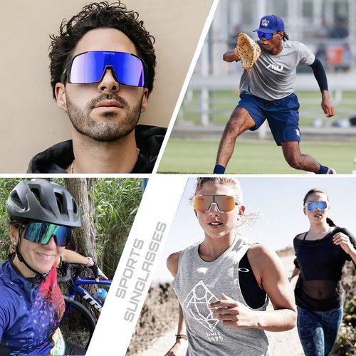 maivnz Baseball Sunglasses for Men Women Youth UV400 Protection Sports Glasses for Cycling Softball Running (White Frame Red Revo)