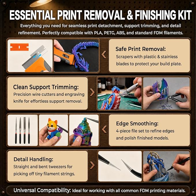 3D Printer Tools, 38-Piece 3D Printer Maintenance Kit, Deep Hotend Unclogging