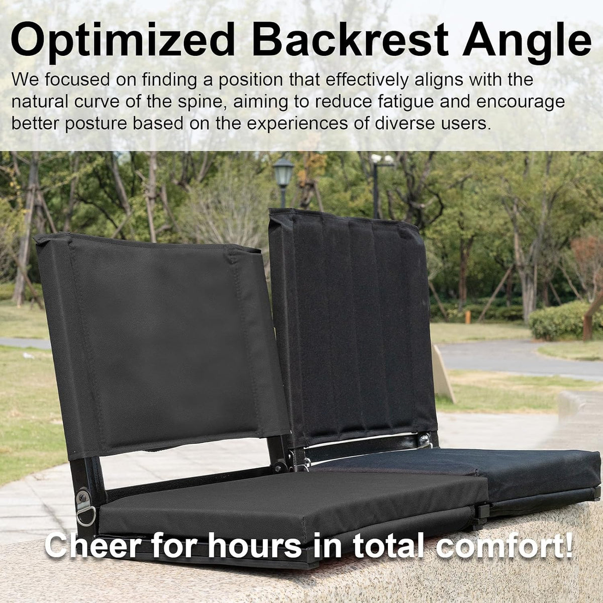 Skiennix Stadium Seats - Comfortable Folding Bleacher Chairs with Back Support & Cushion | 3 Mesh Pockets