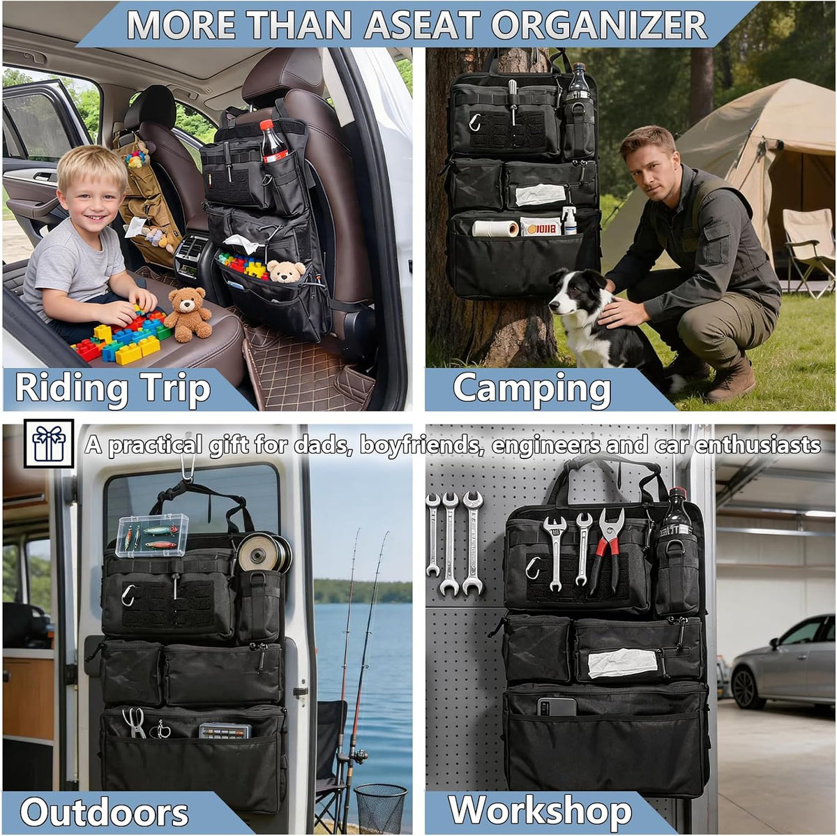 2-Pc Set All in One Car Seat Back Organizer Fit Most Cars SUV Trucks Jeeps