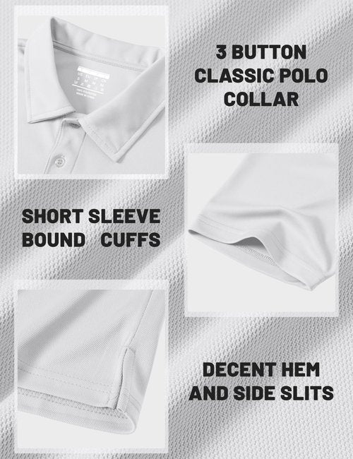 MAGCOMSEN Men's Polo Shirts Short Sleeve Athletic Pique Golf Shirt Dry Fit Performance Casual Work Polos for Men