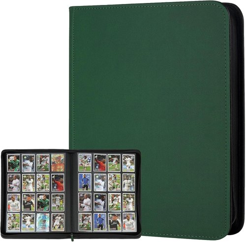GERMUN Trading Card Binder - 16 Pocket Premium Card Holder for 1000+ Cards | Double-Sided Album (Dark Green)