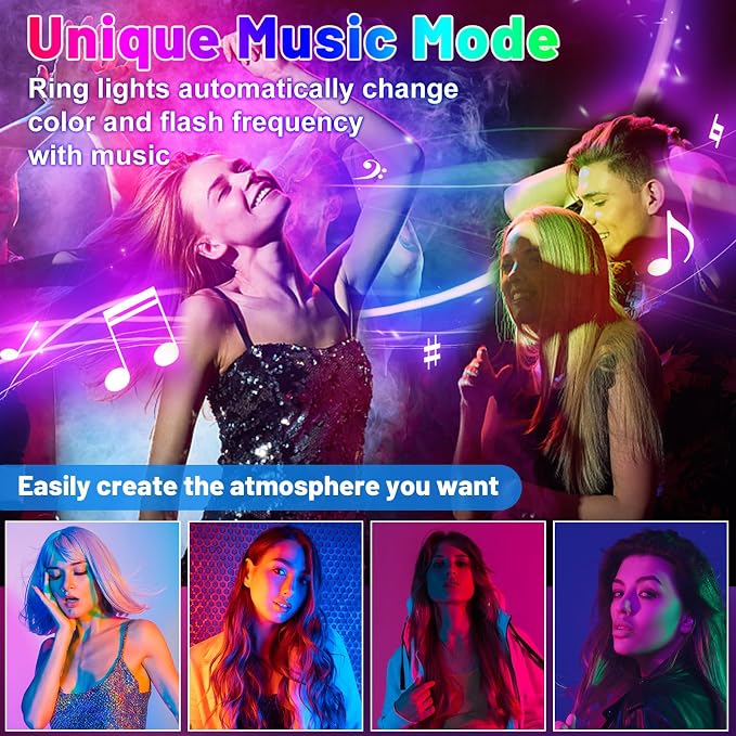 STALLY 13.3" Ring Light with Stand, Music Mode, 3 CCT Modes & 96 RGB Color Modes